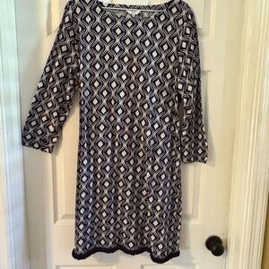 Crown & Ivy Navy and White Long Sleeve Dress